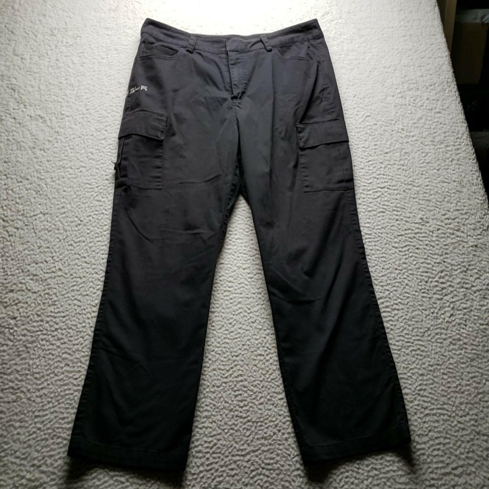 Tesla Cargo Pants Mens 36x30 Black Polyester Cotton Relaxed Fit Logo Workwear